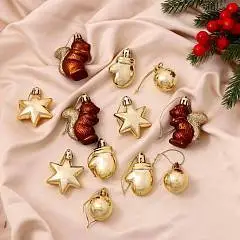 Набор елочных украшений "Диско новый год" 12шт зол-кор пластик, фото №1