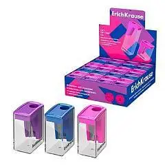 Точилка пластиковая EK City Mini, Vivid, с контейнером, ассорти, фото №1