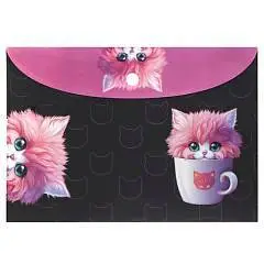 Папка-конверт на кнопке "Кот в кружке" А4, фото №1