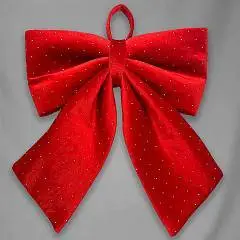 Декоративный «Бант», 30х35 см, текстиль, красный в белый горошек, фото №1