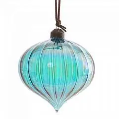 Украшение стекло "Капля", L11 W11 H12 см голубой, фото №1