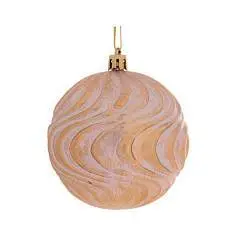 Шар елочный пластик 8см розов ребрист, фото №1