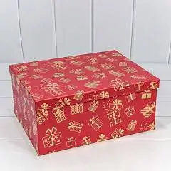 Коробка подарочная "Подарки " на красном 34*26*15,3 см 10-10, фото №1
