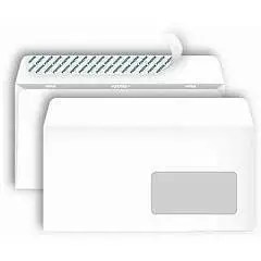 Конверт Е65 белый с отрыв.полосой правое окно, фото №1