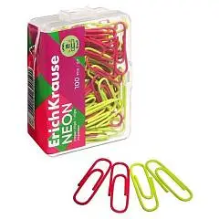 Скрепки металлические EK Neon, 28мм, 100шт, ассорти, фото №1