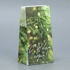 Пакет без ручек «С Новым годом», веточка ели, 10 х 19.5 х 7 см, фото №1