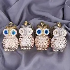 Украшение ёлочное "Совушки" 4 шт 7х4,5 см, фото №1