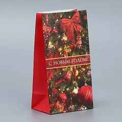 Пакет без ручек «С НОВЫМ ГОДОМ!», ёлочные украшения, 10х19.5х, фото №1