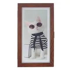 Ключница, Д16 Ш5 В28 см, кот, закрытая, вертикальнавя, темная, фото №1