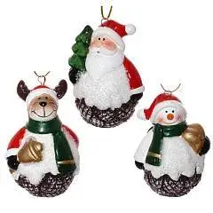 Украшение новогоднее "Снеговик/Олень/Санта", L6 W6 H8,5, фото №1