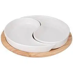 Менажница "NATIVE" 2 секции на дерев подставке 26х4 см, фото №1