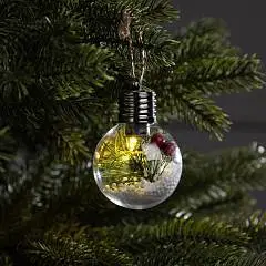 Елочный шар «Снежная хвоя» d=6 cм, белый свет, фото №1