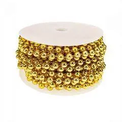 Бусы на ёлку золотистые  "Сказочный праздник", 10м, 6мм,  намотк, фото №1