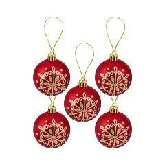 Набор ёлочных шаров 21шт 20 шаров 6см + верхушка красный, фото №1