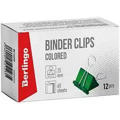 Зажим для бумаг 25 мм, цветной, фото №1