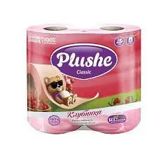 Туалетная бумага PLUSHE Classic Клубника 2 сл 4 шт, фото №1