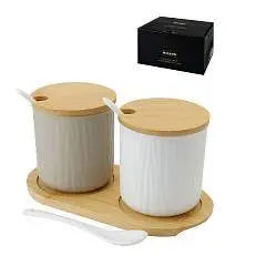 Набор банок д/сыпучих продуктов 2 шт  бел/сер 19.6х11.4х10.5 см, фото №1