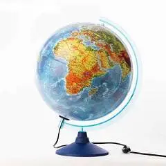 Глобус Земли д-р 320 физико-политический с подсветкой, фото №1