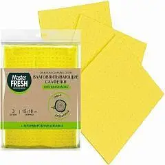 Салфетки целлюл Master FRESH ЭКО + АНТИМИКРОБ добавка 15х18см 3шт, фото №1