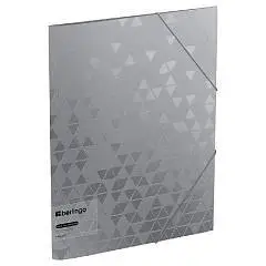 Папка на резинке Berlingo "Metallic" А4, 600мкм, серебряный метал, фото №1