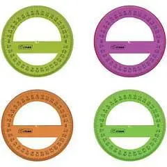 Транспортир пластиковый СТАММ, 10см, 360°, ассорти, фото №1