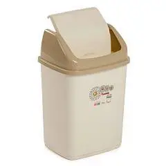 Контейнер мусорный Ромашка 1,5л плавающая крышка кремовый Эльф, фото №1