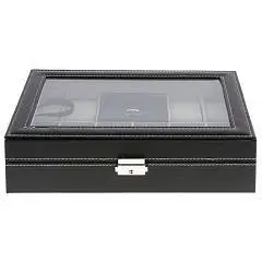 Шкатулка для часов (8), L30 W20 H8 см, кожзам, черный, фото №1