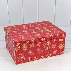 Коробка подарочная "Подарки " на красном 28*21*12,3 см 10-7, фото №1