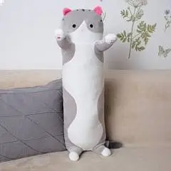 Игрушка мягкая Кот Сосиска 90 см сер-бел, фото №1