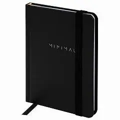 Блокнот А6 96л кл "Minimal" черный, на резинке, тв.обл, фото №1