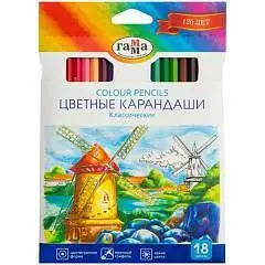 Карандаши цветные "Классические",18цв,заточ,картон,европодвес, фото №1