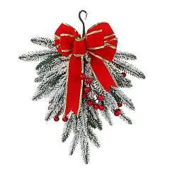 Ветвь из хвои в форме капли  с декором "Снежная ветвь" 30 см ПВХ, фото №1