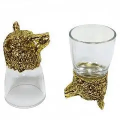 Набор 2 стопки-переверт."Медведь" 50мл 24k Goldplated, фото №1