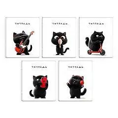 Тетрадь 48л КЛЕТКА "ЧЕРНЫЙ КОТ" выб ТВИН лак, фото №1