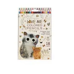Карандаши цветные "Люби меня. Котики. Счастье", 18 Цв., фото №1