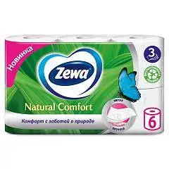 Туалетная бумага Zewa Natural Comfort, 3 сл, 6 рул, фото №1