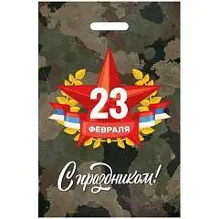 Пакет п/э "23 февраля" 30*20см, фото №1