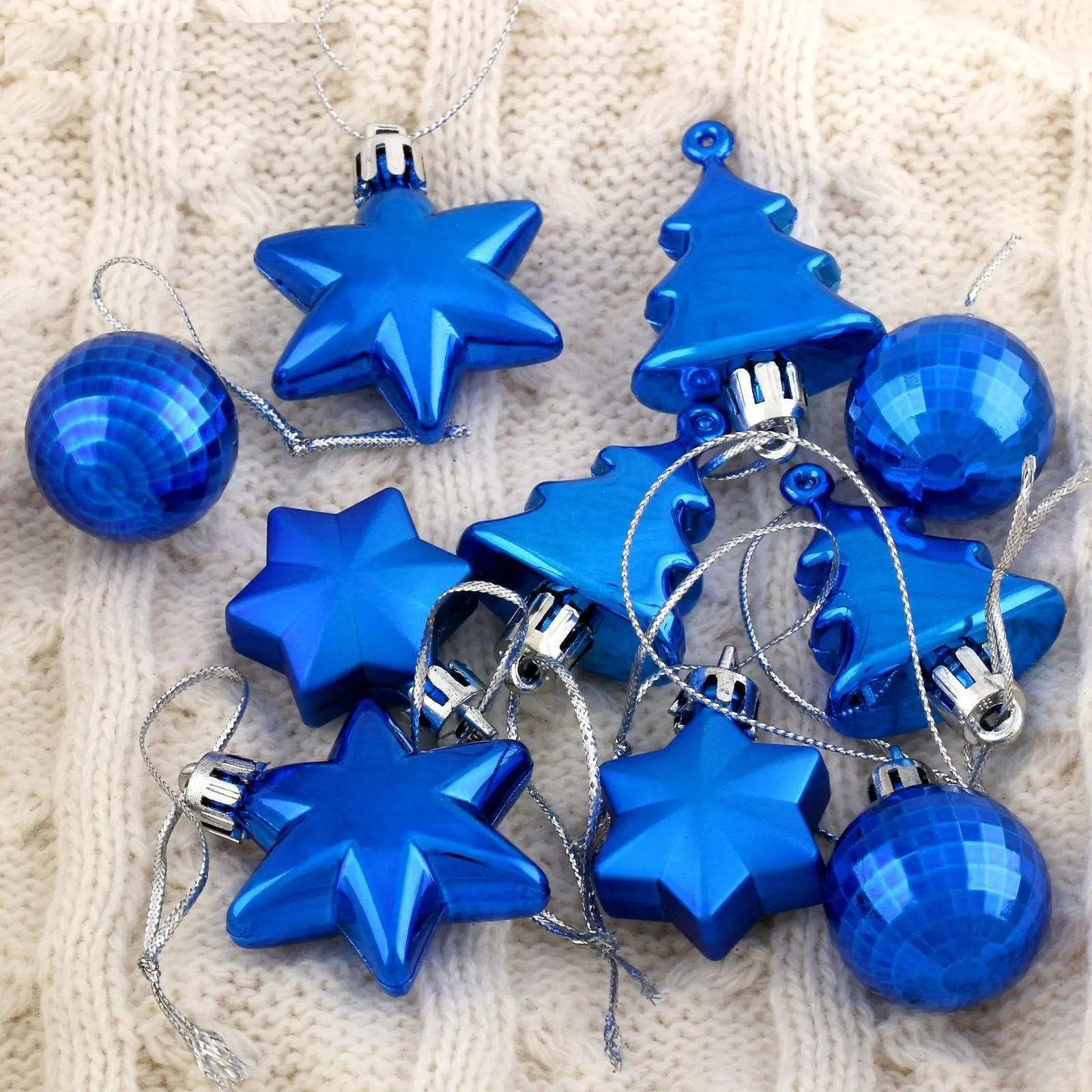 Набор украшений пластик 10 шт "Санда"  синий, фото №1