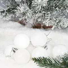 Набор шаров 4см 9шт блест, мат, глянц пласт белый, фото №1