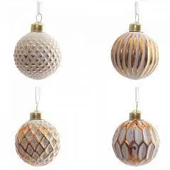 Шар елочный стекло  L6 W6 H8 см, 4в., фото №1