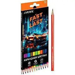 Карандаши цветные 12цв Fast Or Last 2М гриф 2,8мм шестигр deVent, фото №1