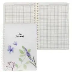 Записная книжка B6 80л пласт обл фольга спир NATURAL BLUE FLOWER, фото №1