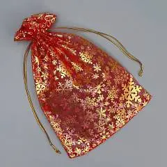 Мешочек подарочный органза «С Новым Годом!», 16 х 24 см  красный, фото №1