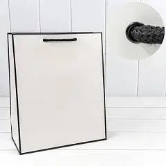 Сумка подарочная "Рамка узкая" Белый/Чёрный 26*32*13см, фото №1