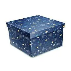 Коробка-куб "Снежинки и звездочки" 17х17х17см, фото №1
