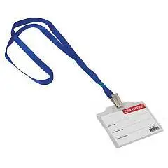 Бейдж "Brauberg" 55х84мм гориз на син ленте, фото №1