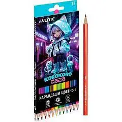 Карандаши цветные 12цв Korokoro 2М гриф 2,8мм шестигр deVente, фото №1