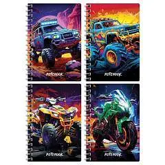 Записная книжка А6 80л кл "Bright cars" спираль, тв.обл, фото №1