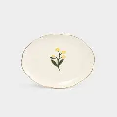 Тарелка Желтые цветы Gentle flower керам  молочн/золот кант 17 с, фото №1