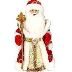 Сувенир Дед Мороз в красной шубе с пайетками и белым мехом, 30см, фото №1